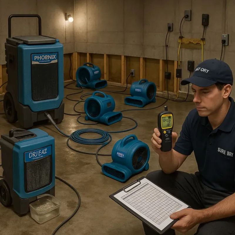 Structural Drying and Dehumidification process in Harvard, IL
